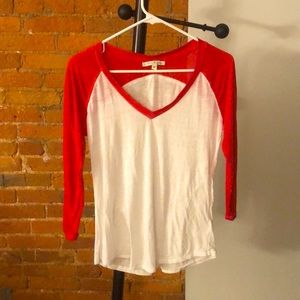 Express red and white baseball shirt size x-small